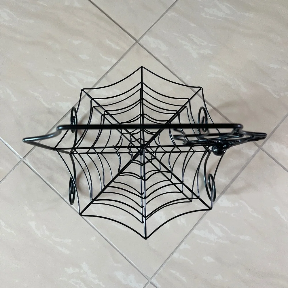 Black Metal Spiderweb Two Tier Serving Stand Dessert Server